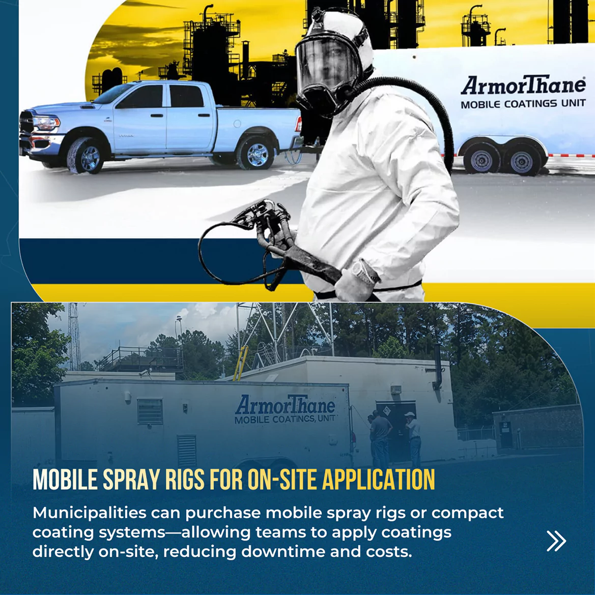 Mobile spray rigs for onsite application