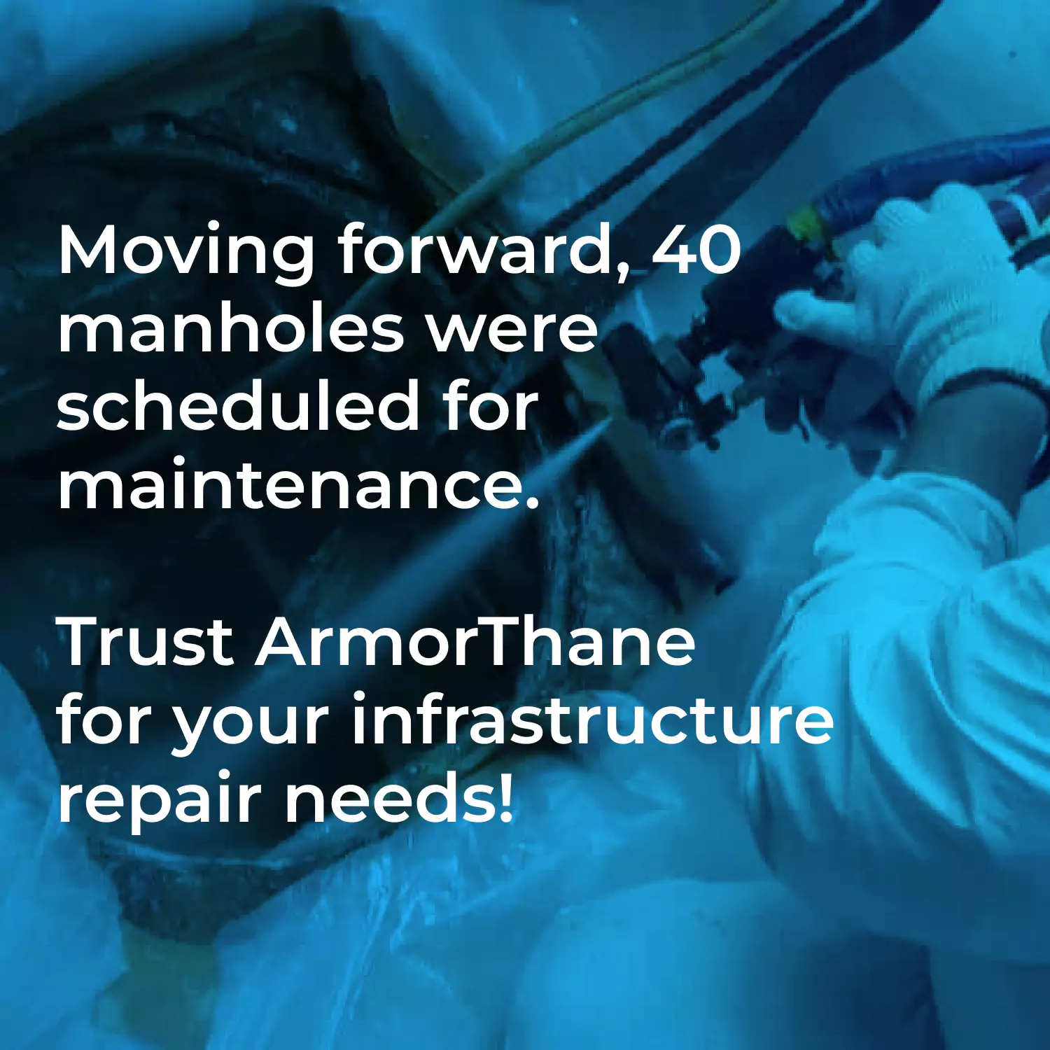 Protective maintenance on a manhole using ArmorThane's infrastructure repair solutions.