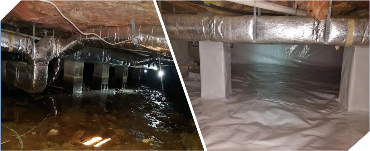 Crawl Space Encapsulation Before After