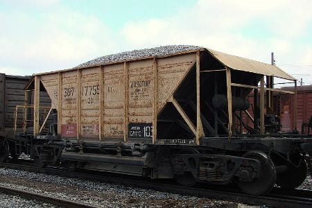 Sample of uncoated mining hopper car