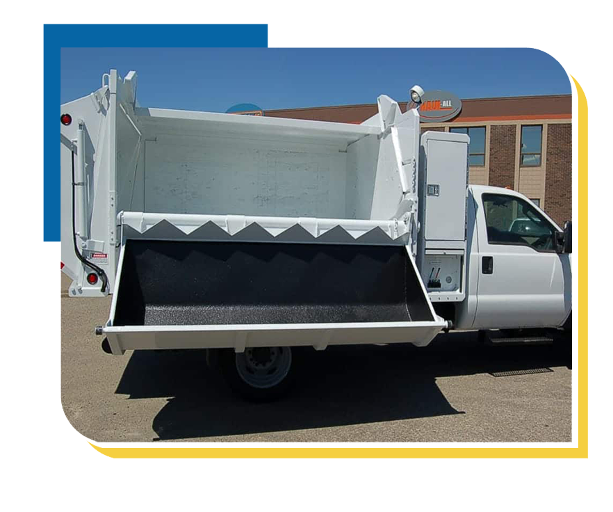 White commercial truck with industrial equipment coating