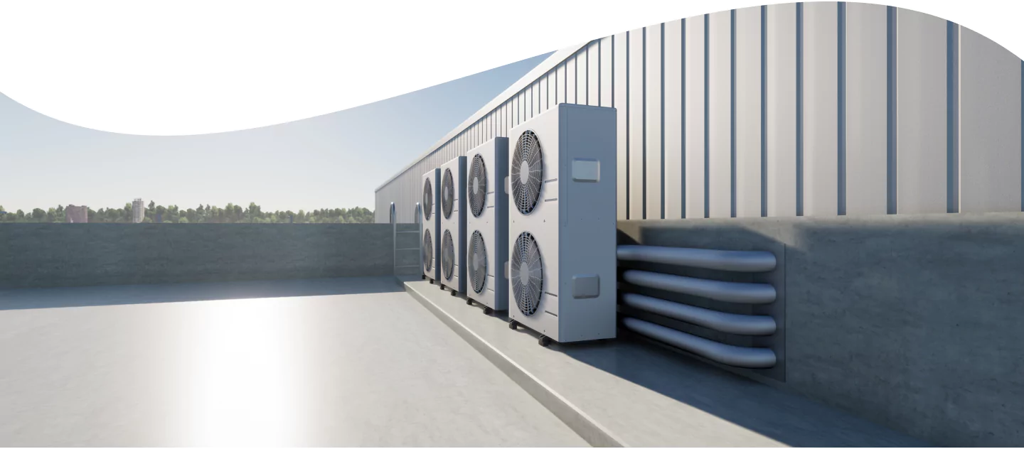 Rooftop HVAC units installed on a commercial building