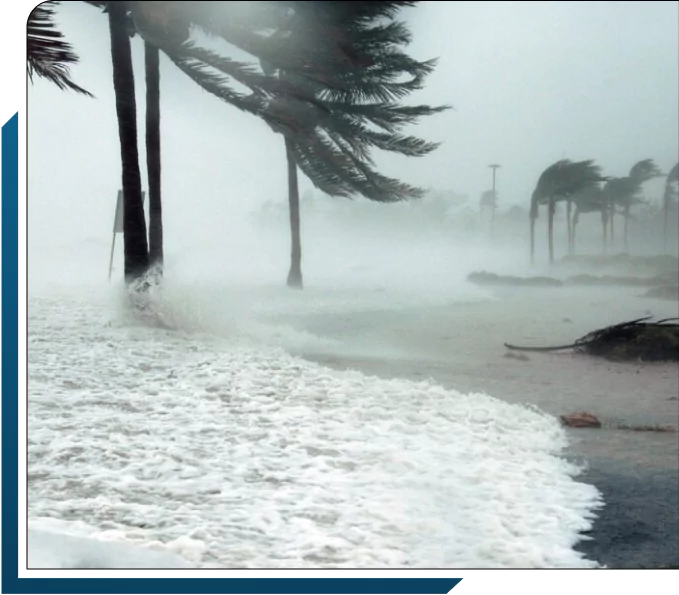 Strong winds and waves during a storm