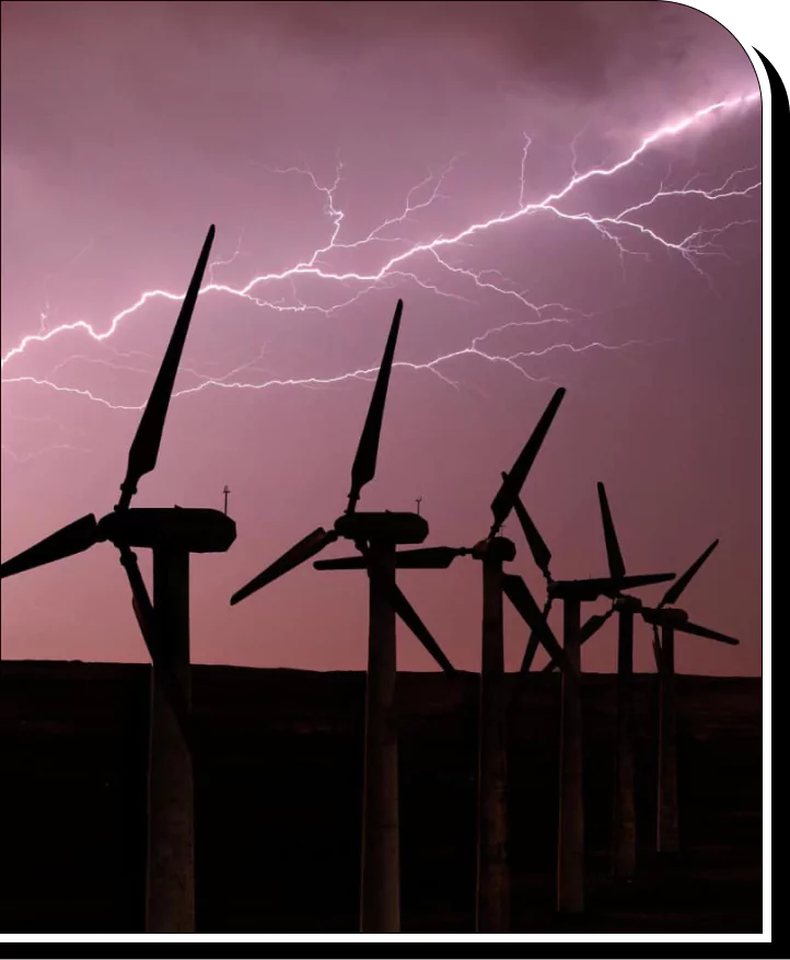 Wind Turbines Against a Stormy Sky