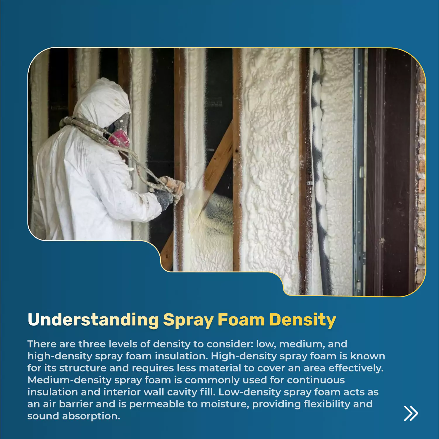 Spray foam insulation on a wall