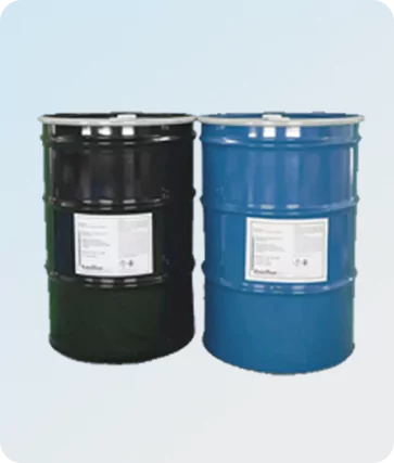 Black and blue barrels of Open-Cell Spray Foam