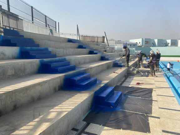 Applying polyurea coating on Abuja Mosque stairs