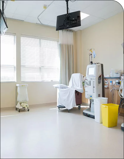 Clean hospital room with durable flooring