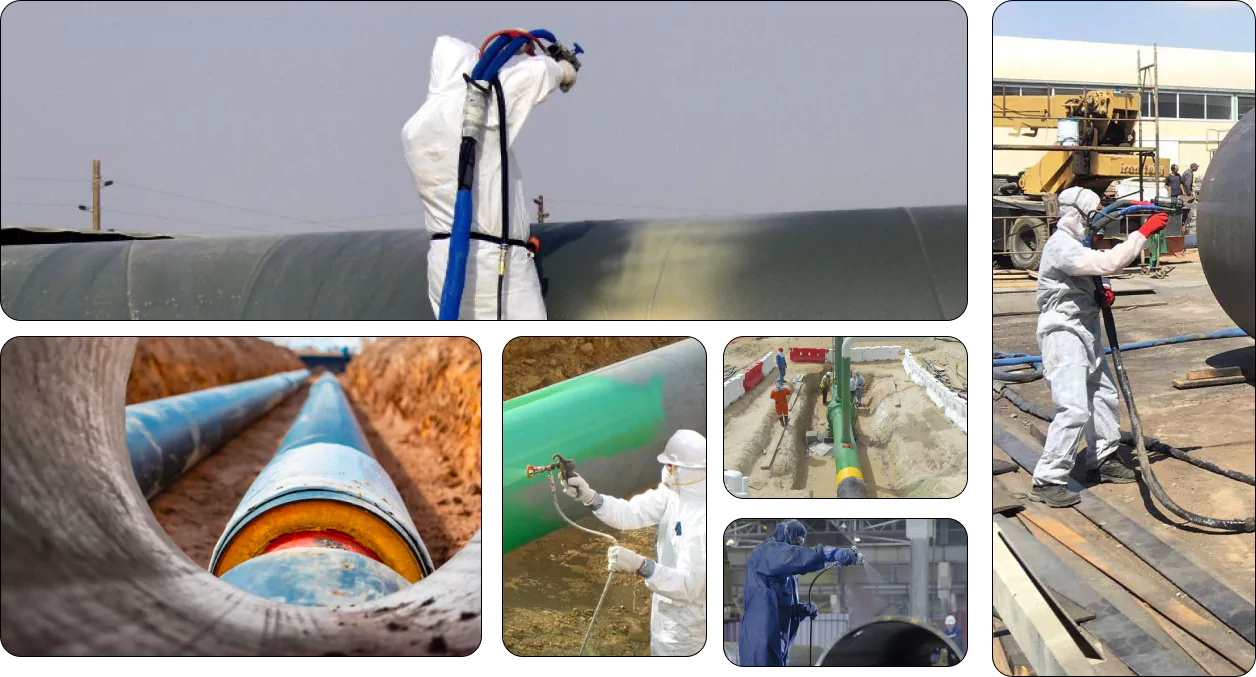 Polyurea and polyurethane pipeline coatings