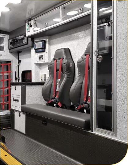 Ambulance interior with safety coatings