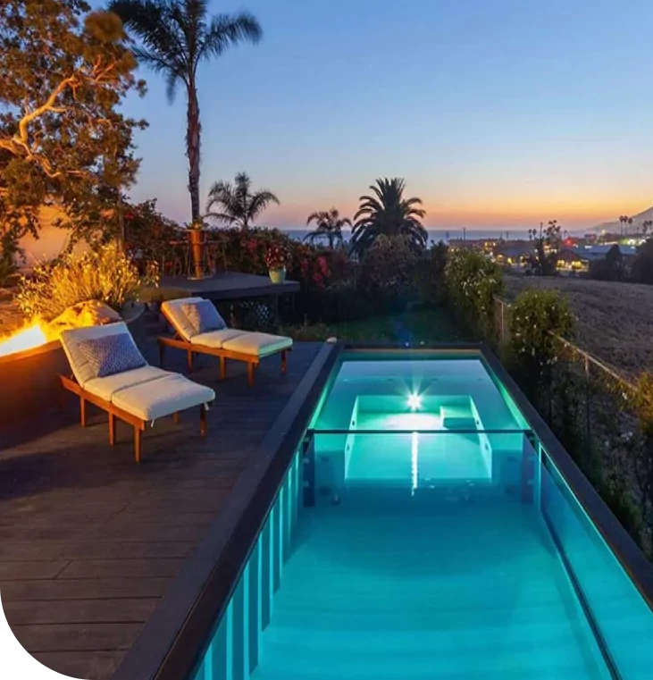 shipping container luxury infinity pool