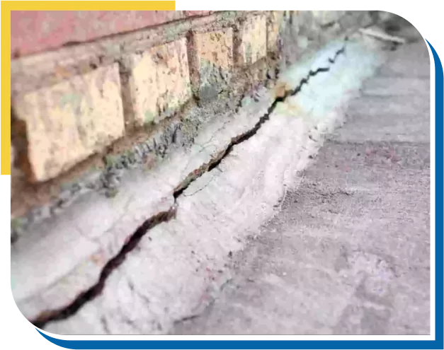 Cracks on a building foundation