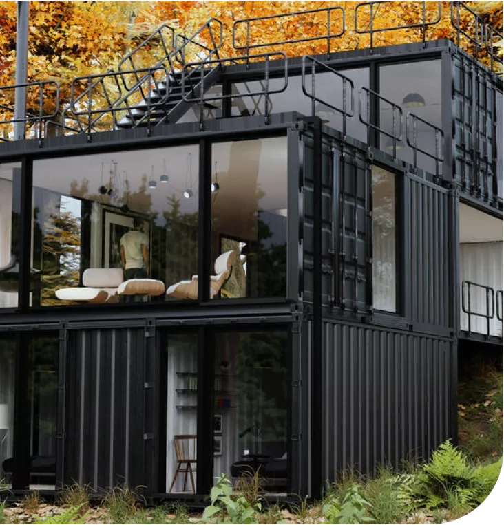 Modern black shipping container home