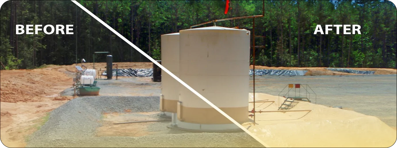 Before and after industrial tank coatings